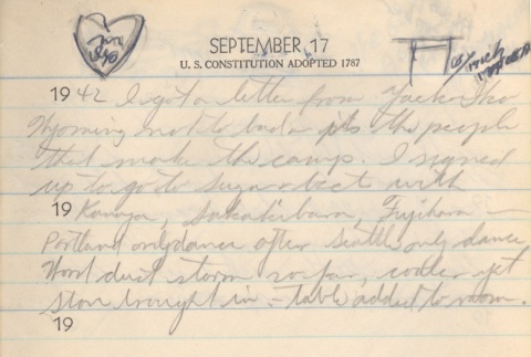 Diary entry, September 17, 1942 (ddr-densho-72-67)