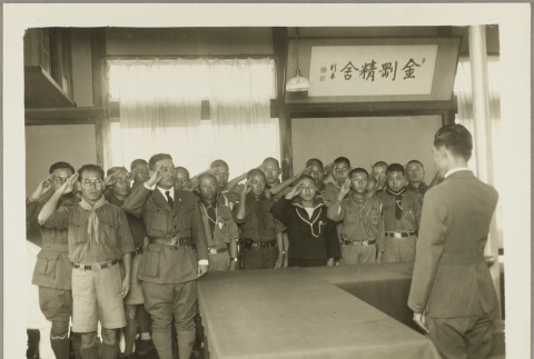A Japanese troop giving the Boy Scouts salute (ddr-njpa-13-1197)