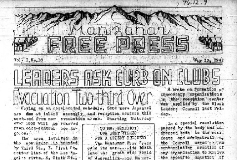 Manzanar Free Press Vol. I No. 10 (May 12, 1942) (ddr-densho-125-399)