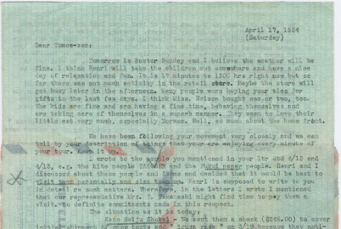 Letter from James Sakata to Tomoye (Nozawa) Takahashi (ddr-densho-424-1084)