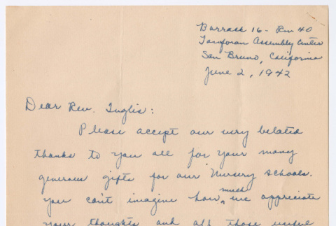 Letter to Rev. Robert Inglis from Kay Uchida (ddr-densho-498-21)