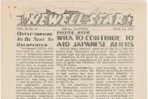 The Newell Star, Vol. II, No. 15 (April 13, 1945) (ddr-densho-284-64)