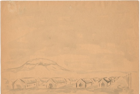Painting of Abalone Hill and barracks (ddr-densho-350-12)