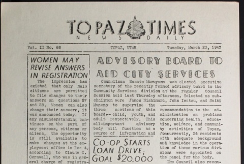 Topaz Times Vol. II No. 68 (March 23, 1943) (ddr-densho-142-131)