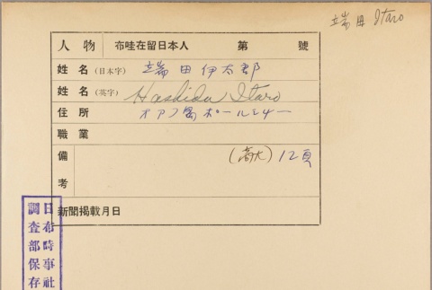 Envelope for Itaro Hashida (ddr-njpa-5-1325)