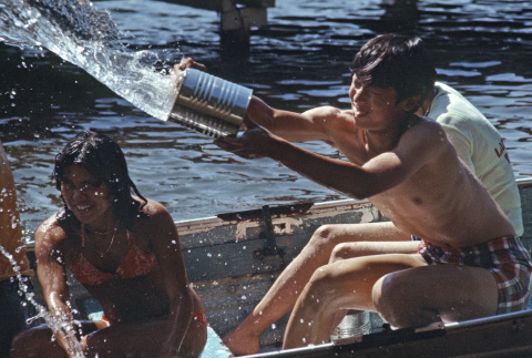Campers having fun during boat sink (ddr-densho-336-1120)