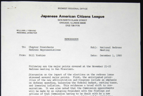 Memo to Chapter Presidents from Bill Yoshino (ddr-chijacl-1-190)