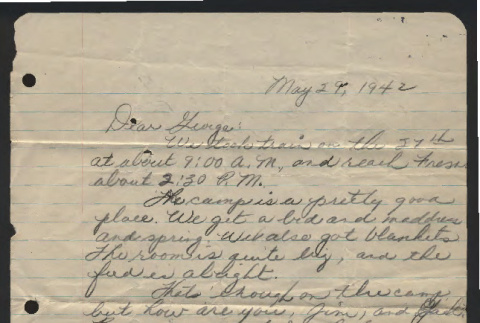 Letter from Kenneth Hori to George, May 29, 1942 (ddr-csujad-55-2548)