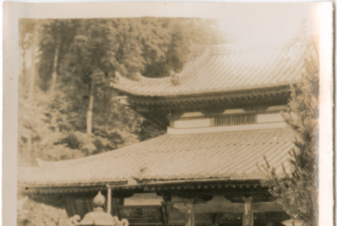 Two women standing in front of large temple (ddr-densho-426-1548)