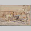 Painting of Japanese Americans making improvements to barracks (ddr-manz-2-62)