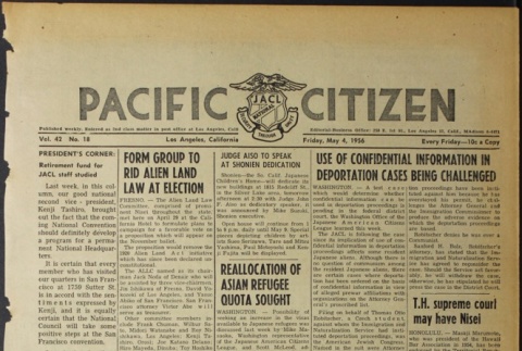 Pacific Citizen, Vol. 42, No. 18 (May 4, 1956) (ddr-pc-28-18)