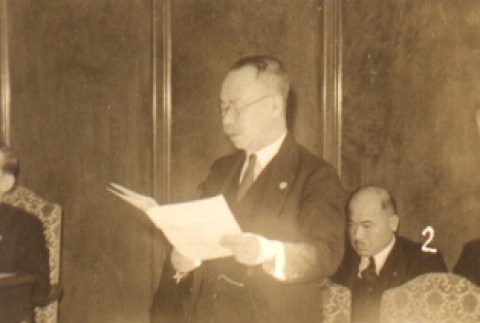 Masanori Katsu reading a speech (ddr-njpa-4-653)