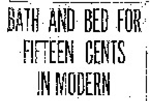Bath and Bed for Fifteen Cents in Modern Hotel. M. Miyaguwa Solves High Cost of Living Problem and Adds 'Must Do' Feature to Keep Guests Clean. (January 8, 1915) (ddr-densho-56-259)
