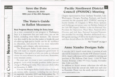 Seattle Chapter, JACL Reporter, Vol. 46, No. 10, October 2009 (ddr-sjacl-1-590)