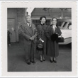 Two women and a man outside a building (ddr-densho-433-565)