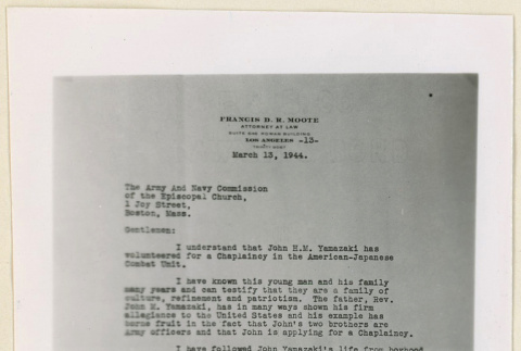 Letter of recommendation for Rev. Yamasaki (ddr-densho-37-1080)