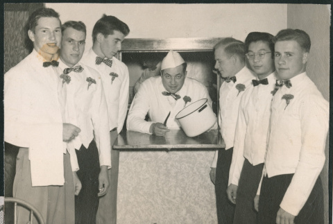 Group of men in waiters uniforms (ddr-densho-523-248)