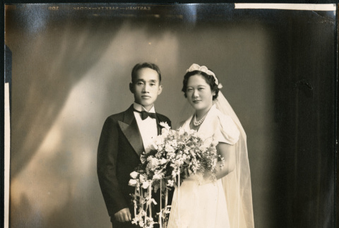Mr. and Mrs. Kamura on their wedding day (ddr-densho-395-8)