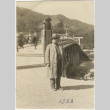 Suejiro Kosai standing next to bridge (ddr-densho-349-38)