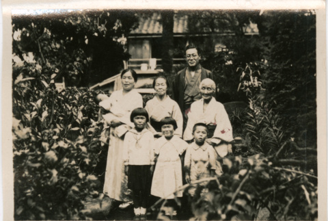 Portrait of family in garden (ddr-densho-426-1543)