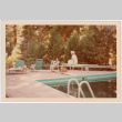 Tomoye Takahashi and unknown woman seated by swimming pool (ddr-densho-426-1107)
