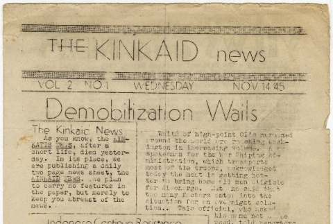 The Kinkaid News Vol. II No. 1 (ddr-densho-280-122)