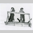 Two soldiers on a wooden platform (ddr-densho-1007-282)
