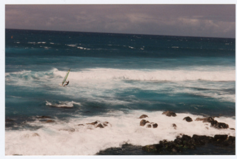 Windsurfers at Kahana Beach (ddr-densho-368-288)