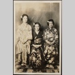 Two Nisei girls and a white girl in kimono (ddr-densho-259-233)