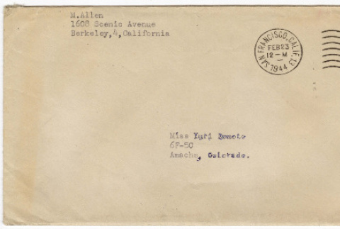 Letter to Yuri Domoto from Mildred Allen (ddr-densho-356-542)