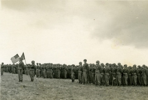 522nd Field Artillery Battalion in formation (ddr-densho-22-429)
