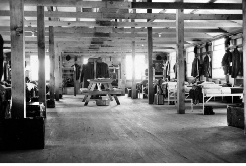 Inside of barracks with cots (ddr-ajah-2-765)