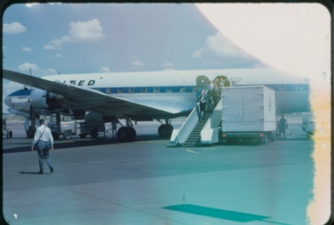 View of a United airplane (ddr-densho-338-513)