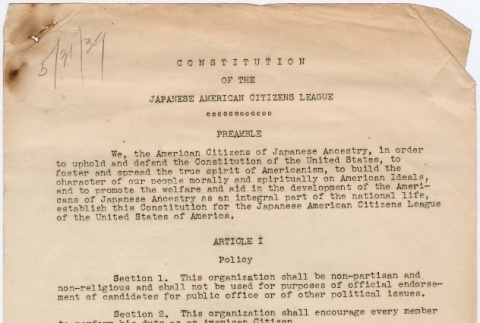 Constitution of the Japanese American Citizens League (ddr-densho-277-20)