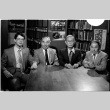 Paul Minerich, Tim Nomiyama, Masao Kataoka, and Kenjiro Hayakawa at table (ddr-densho-1007-1139)
