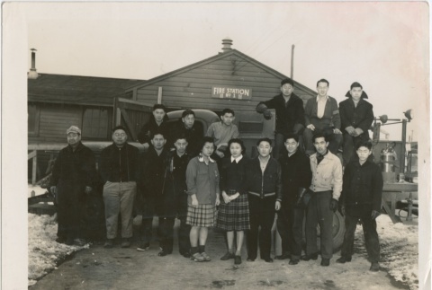 A group in front of Fire Station No. 1 (ddr-densho-296-23)