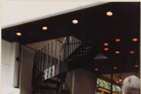 Circular stairway at entrance to shop (ddr-densho-422-598)