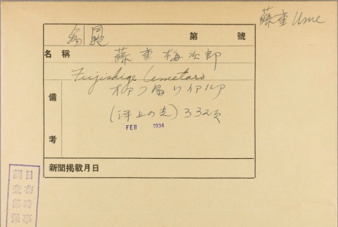 Envelope for Umetaro Fujishige (ddr-njpa-5-784)