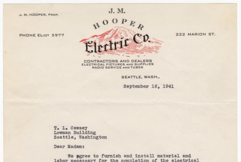 Letter from J. M. Hooper to T. L. Cawsey (ddr-sbbt-4-47)