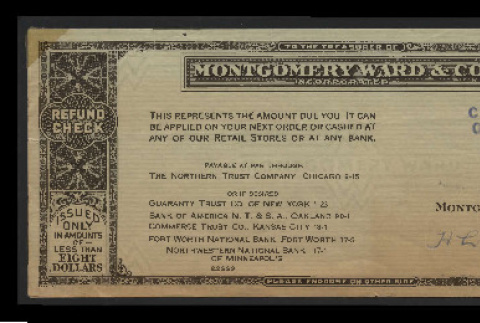 Montgomery Ward and Co. refund check (ddr-csujad-55-1966)