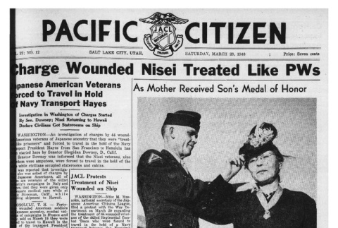 The Pacific Citizen, Vol. 22 No. 12 (March 23, 1946) (ddr-pc-18-12)