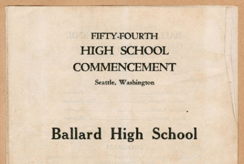 Ballard High School graduation program (ddr-densho-540-159)