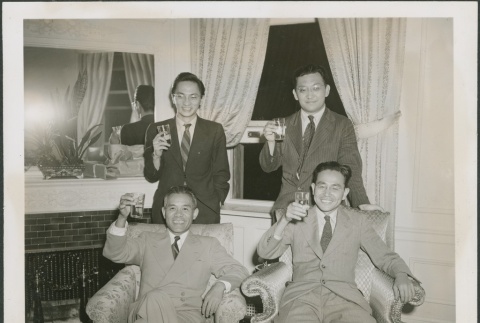 Four men with drinks (ddr-densho-338-243)