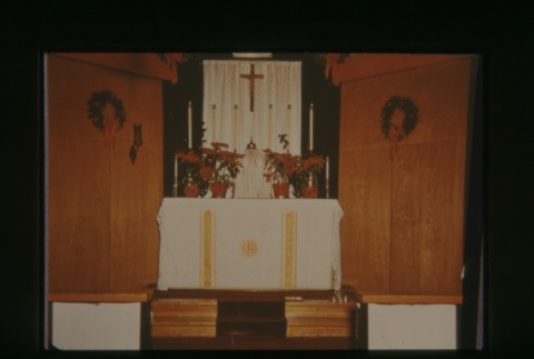 (Slide) - Image of color image of alter inside church (ddr-densho-330-107-master-3c246a20c2)