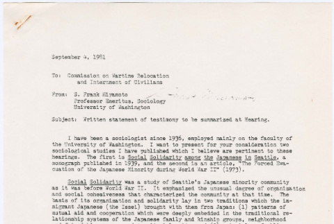 Testimony of S. Frank Miyamoto to Commission on Wartime Relocation and Internment (CWRIC) (ddr-densho-122-295)