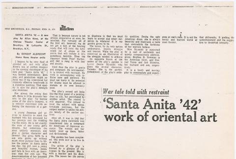 Copy of clipping from The Home News about play Santa Anita '42 (ddr-densho-367-329)