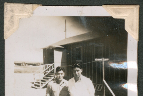 Ted and Harry Takata outside a barrack (ddr-densho-463-98)