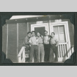 Five men stand outside Barrack 19-4E (ddr-densho-471-44)
