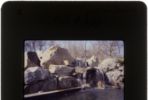 Waterfall and pool at the Paredes project (ddr-densho-377-546)