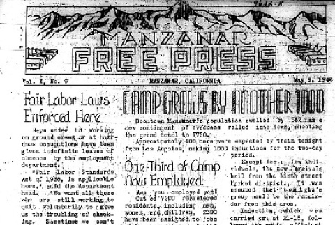 Manzanar Free Press Vol. I No. 9 (May 9, 1942) (ddr-densho-125-398)